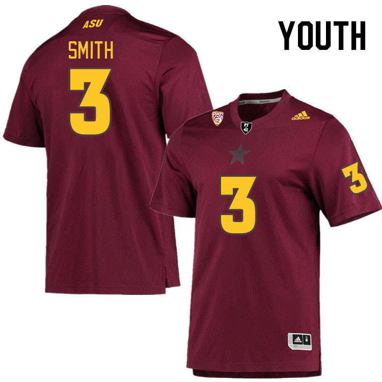 Youth #3 Clayton Smith Arizona State Sun Devils College Football Jerseys Stitched Sale-Maroon